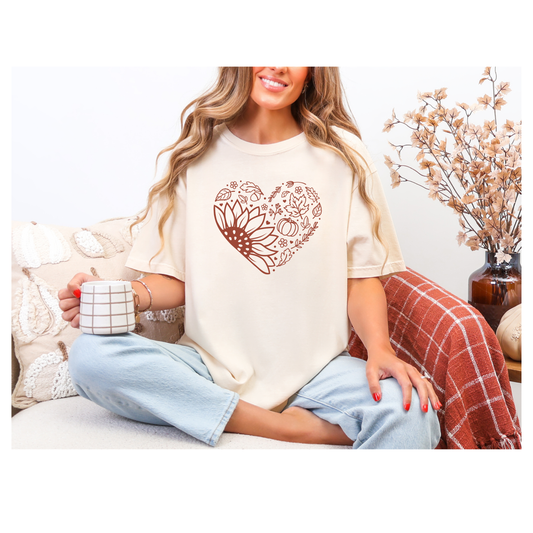 Autumn Heart Sunflower T-Shirt