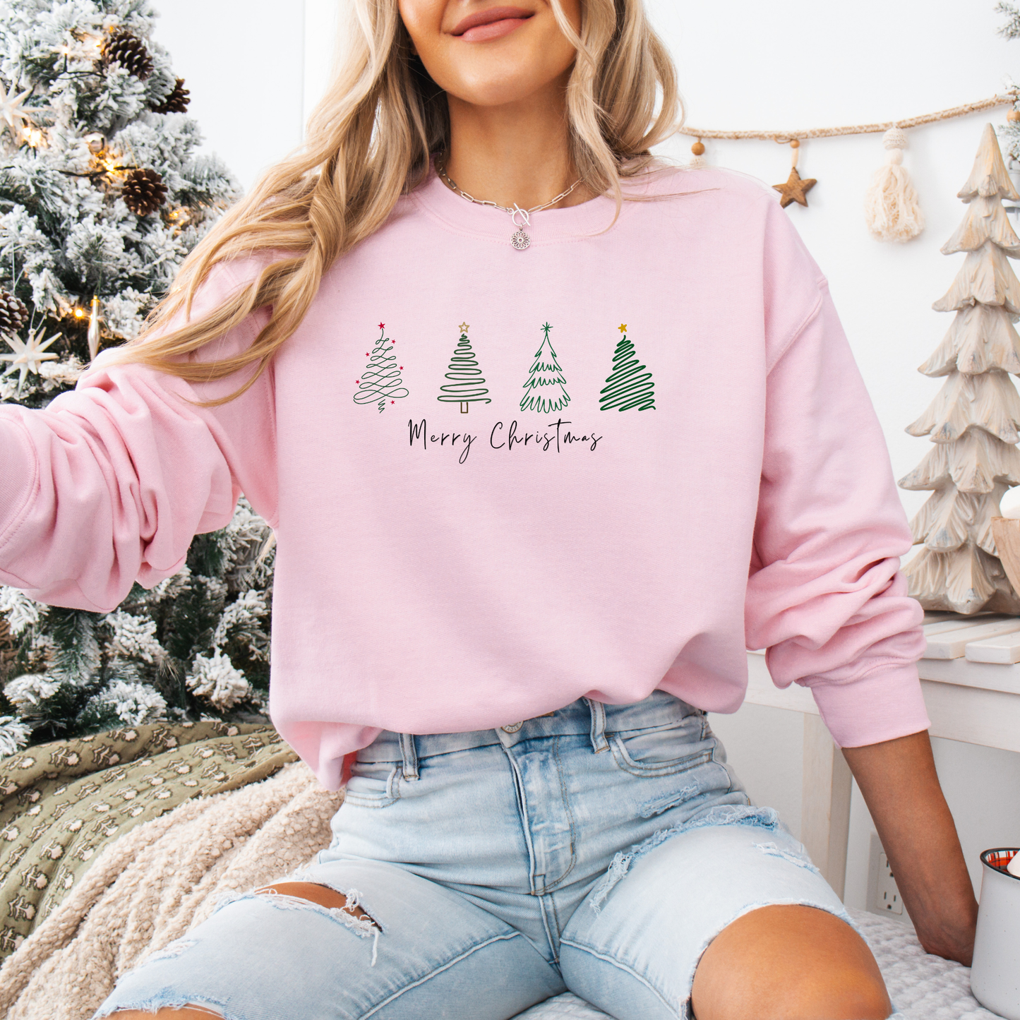 Merry Christmas Minimalist Trees Sweatshirt