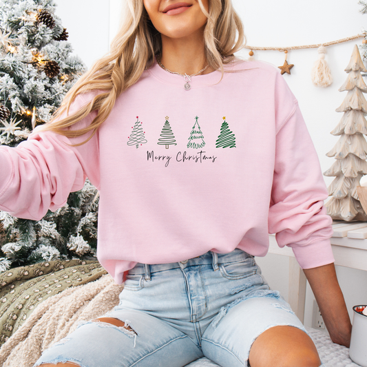 Merry Christmas Minimalist Trees Sweatshirt
