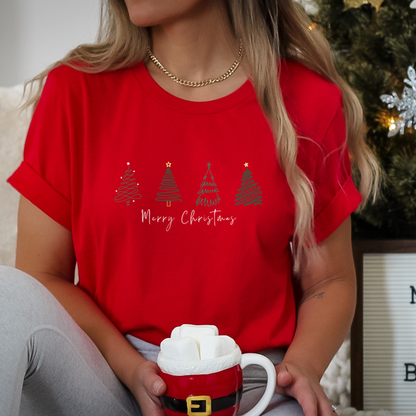 Merry Christmas Minimalist Trees T-Shirt-Dark Colors