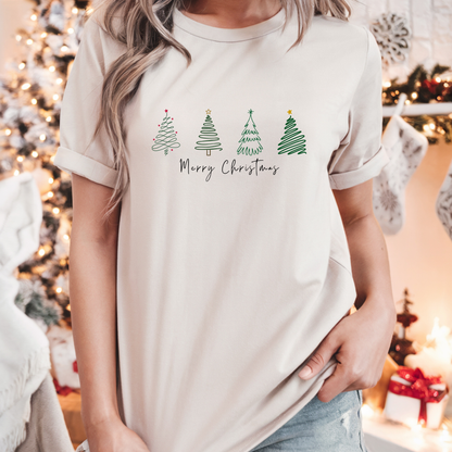 Merry Christmas Minimalist Trees T-Shirt-Light Colors