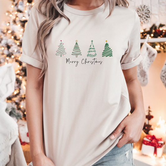 Merry Christmas Minimalist Trees T-Shirt-Light Colors
